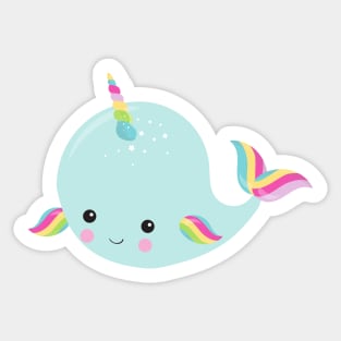 Unicorn Whale, Baby Whale, Cute Whale, Blue Whale Sticker